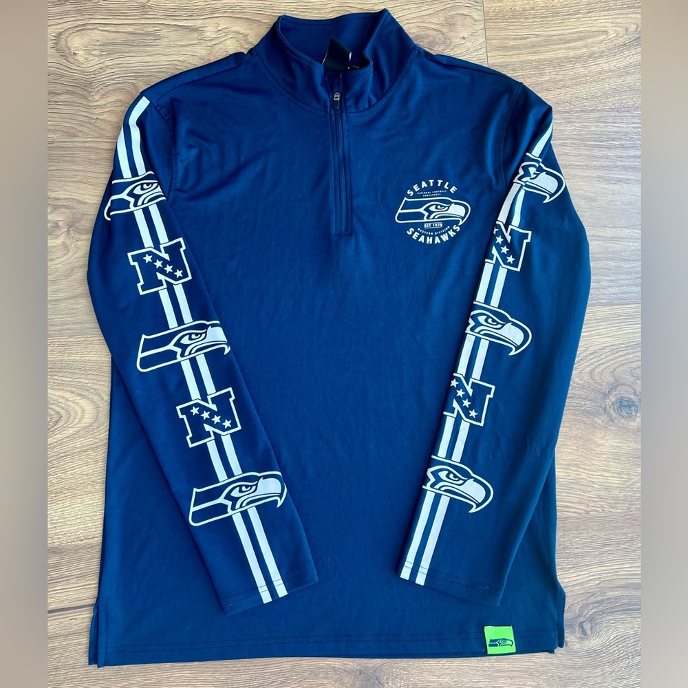 NFL Seattle Seahawks Half-Zip Pullover navy & silver color size M